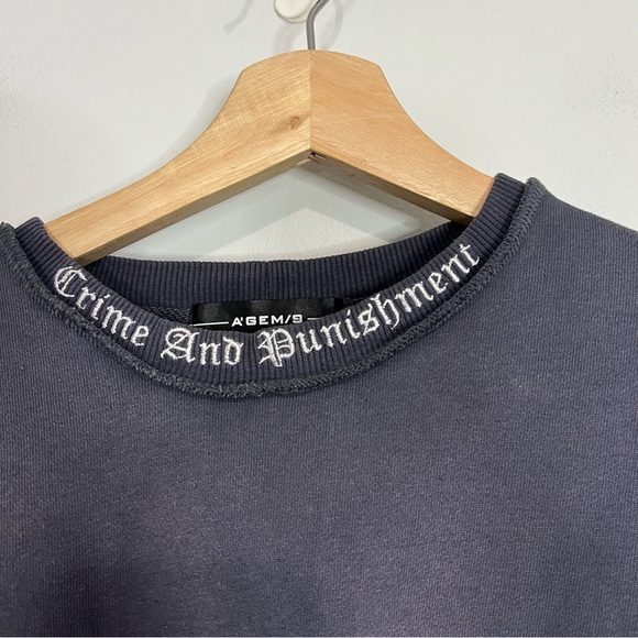 A'gem/9 Gray “Angel Powder Bleach” Graphic Crewneck L - Picture 2 of 7